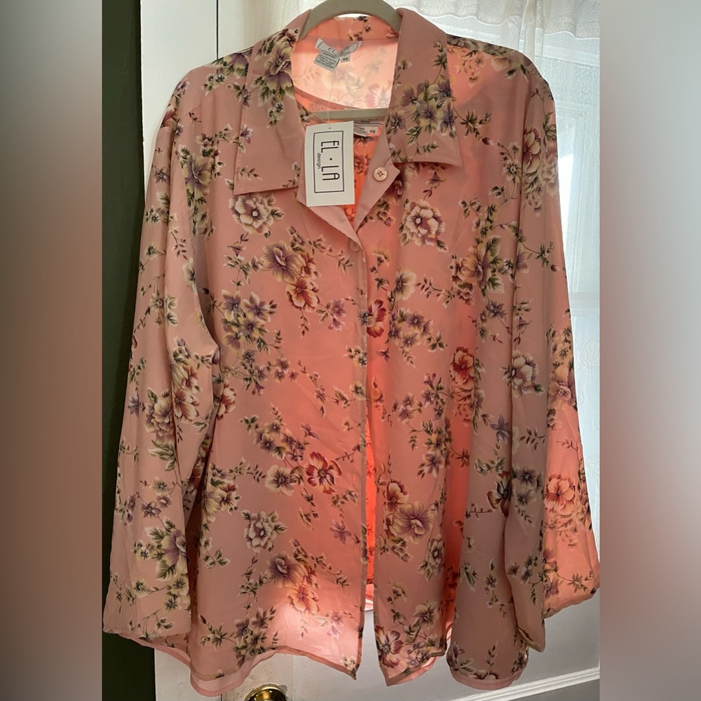 Long sleeved floral blouse with coordinating tank